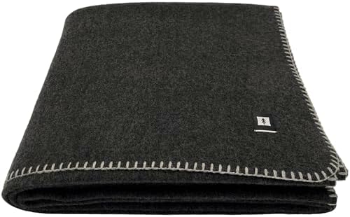 EKTOS 100% Virgin Wool Blanket, 90" x 66", Perfect for Camping, Survival and Bushcraft (Charcoal, Twin Size)