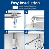 Mayfair Bennett Toilet Seat with Brushed Nickel Hinges, Slow Close Wood Seat, Secure Metal Hinges, Easy Install, Elongated, White