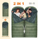 Flannel Sleeping Bag 0 Degree Cold Weather for Adults XXL Sleeping Bag 4 Season Big and Tall with Compression Sack