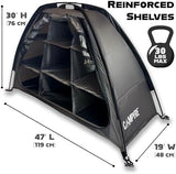 Tent & RV Camping Organizer with Zippered Flap, 9-Shelf Storage. RV Shoe Organizer, Dining Tent Organizer. Organize Any Other Camp Gear/Accessories (Patented - Licensed)
