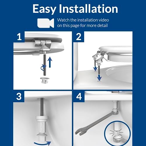 MAYFAIR 1844CP 000 Toilet Seat with Chrome Hinges will Never Come Loose, ELONGATE , White