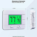 Upgraded Non Programmable Thermostats for Home 1 Heat/1 Cool Single Stage System, with Temperature & Humidity Monitor and Large Green LCD