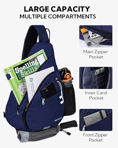 WATERFLY Sling Bag Crossbody Backpack: Over Shoulder Daypack Casual Cross Chest Side Pack