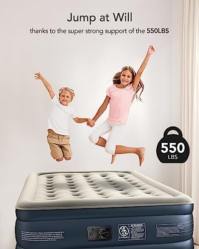 iDOO Luxury Twin Air Mattress with Built in Pump, 18" Raised Comfort Blow up Mattress, Inflatable Mattress for Guests & Home, Air Bed, colchon inflable, Upgraded Four Chamber Technical Airbed