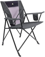 GCI OUTDOOR Comfort Pro Camping Chair | Collapsible Folding Chair with Durable Armrests, Drink Holder & Portable Carry Bag — Heathered Pewter Gray