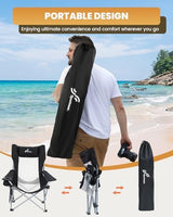 Sportneer Beach Chair: Adjustable Folding Chair with Cup Holder & Side Pocket - Portable & Compact Beach Chairs for Adults with Reclining Positions for Camping Picnic and Outdoor, Black