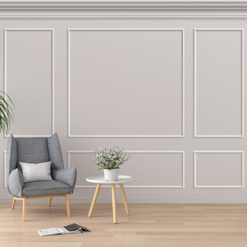 Pangda 3 Set Peel and Stick Wall Molding Kit, Premade Accent Molding Wainscoting Panel for Interior Wall Moulding Decor, Ready to Assemble Wainscoting Accent Panel (63 x 31 in,63 x 72 in)
