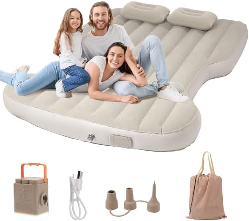for Tesla Model Y Air Mattress, Self Inflating Car Camping Mattress with Wireless Charging Air Pump, 2 Pillows, Storage Bag, Sleeping Mat for Tesla Model Y Accessories 2020-2024 2025