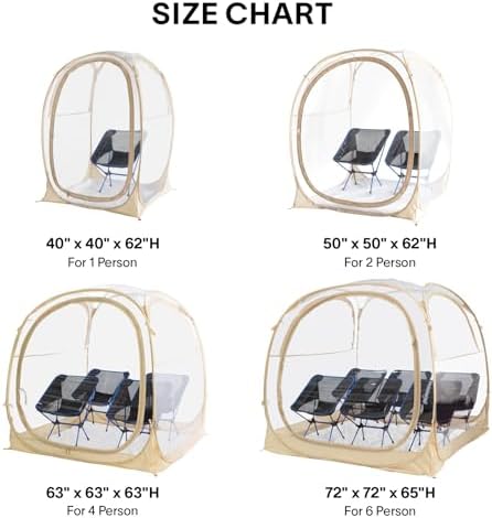 EighteenTek Pod All Weather Sports Tent with Sealed Floor - Instant Tent Shelter - Outdoor Bubble Tent - Rain Tent Camping Sun Shelter Pop Up Clear, Patent Pending for Sports Events Fishing Cheering