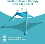 Beach Tent - 9.8 * 6.5 FT Canopy, Portable Beach Tent Sun Shelter UPF 50 with 4 Sandbags, Stability Poles, Ground Pegs and Anti-Wind Ropes, Outdoor Shade Canopy for Camping Picnics