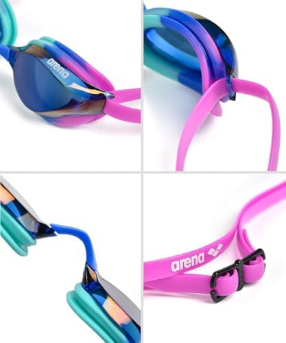ARENA Unisex Python Racing Swim Goggles for Men and Women Anti-Fog No Leak Max Comfort Dual Strap, Mirror/Non-Mirror Lens