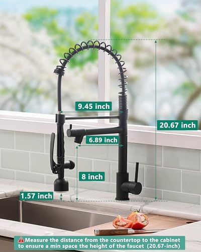 Fapully Black Kitchen Faucet with Pull Down Sprayer,Commercial LED Kitchen Faucet,Single Handle Single Hole Kitchen Sink Faucets
