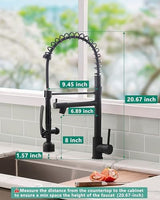 Fapully Black Kitchen Faucet with Pull Down Sprayer,Commercial LED Kitchen Faucet,Single Handle Single Hole Kitchen Sink Faucets