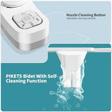PIKETS Bidet Attachment for Toilet, Dual Nozzle (Frontal and Rear Wash) Non-Electric Fresh Water Bidet Toilet Seat Attachment with Nozzle Self Cleaning, Adjustable Water Pressure (White)