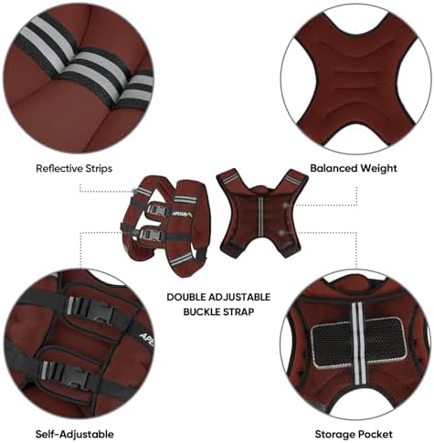APEXUP Weighted Vest with 5lbs/10lbs/15lbs/20lbs/25lbs/30lbs Weights and Reflective Stripe, Weight Vest Men Women for Workout, Strength Training, Running