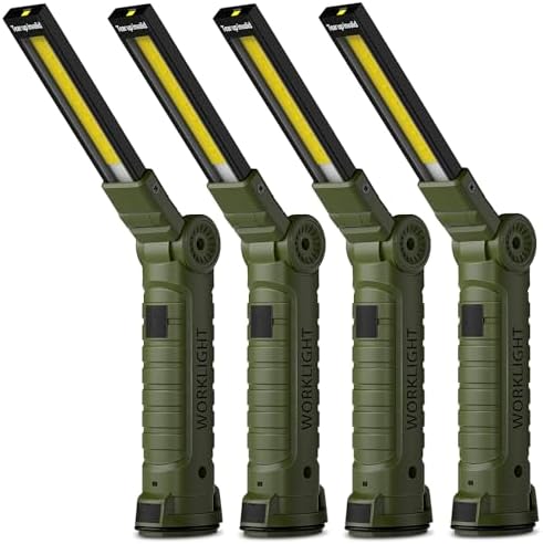Coquimbo Tool Gifts for Men, Rechargeable LED Work Lights Grill Light with Magnetic Base 5 Modes 360° Rotate Mens Birthday Gifts for Dad Husband Grandpa Boyfriend (4 Pack Green)