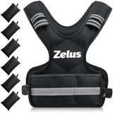 ZELUS Weighted Vest for Men and Women | 4-10lb/11-20lb/20-32lb Vest with 6 Ironsand Weights for Home Workouts | Adjustable Body Weight Vest Exercise Set for Cardio and Strength Training