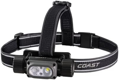 Coast WPH34R 2000 Lumen Waterproof Ultra Bright IP68 USB Rechargeable-Dual Power Headlamp, 6 Modes with Spot and Flood Beams, Black/Grey