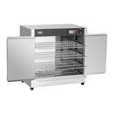 VEVOR Hot Box Food Warmer, 4-Tier Concession Warmer with Water Tray, 4 Pans, Double-Door and Adjustable Shelves, Stainless Steel Food Warmer Cabinet, Ideal for Storing Pizza, Chicken, Restaurant