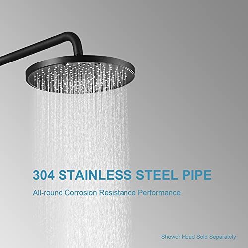 OFFO Shower Arm with Flange, 12 Inches Wall Mount Replacement Angle Shower Head Arm Wall-Mounted For Fixed Shower Head & Handheld Showerhead, Matte Black