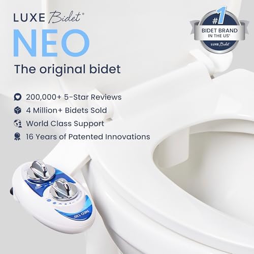 LUXE Bidet NEO 120 - Self-Cleaning Nozzle, Fresh Water Non-Electric Bidet Attachment for Toilet Seat, Adjustable Water Pressure, Rear Wash (Blue)