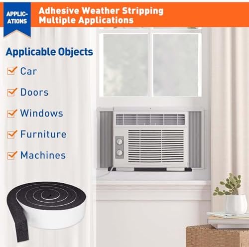 MAGZO Weather Stripping Door Seal 2 Inches W X 1 Inch T, Strong Adhesion and High Resilience Air Conditioner Foam Insulation for Furniture, Total Length 6.5 Feet (1 Roll)