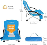 KingCamp Low Beach Chairs, Portable Folding Chair for Adults Extra Wide Ergonomic High Back Seat 300lbs Heavy Duty Lightweight Oversized Gear with Carry Bag for Outdoor Lawn Camping Picnic