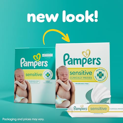 Pampers Baby Wipes, Sensitive, Water Based Wipe, Clinically Proven, Hypoallergenic, and Unscented for Babies, 1008 Wipes Total (12 Flip-Top Packs)