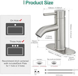 Bathroom Faucet Brushed Nickel One-Handle, Modern one Hole Bathroom Sink Faucet Lavatory Faucet with Deck