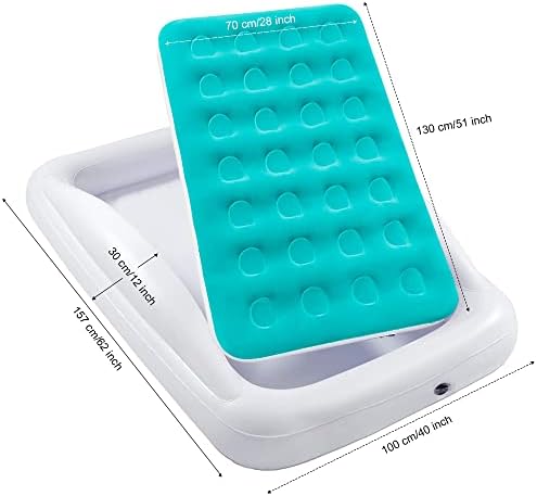Fahuac Inflatable Kids Travel Bed Toddler Air Mattress Set,Portable Blow Up Mattress Sleeping Bed Cot with Bed Rails and Electric Pump Ideal for Road Trip