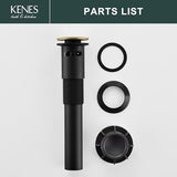 KENES Brushed Gold Pop Up Bathroom Sink Drain with Overflow Assembly with Strainer Lavatory Vanity Vessel Pop Up Drain Stopper