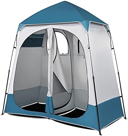 VINGLI 2 Room Shower Tent, 7.5 FT Instant Pop Up Shelter with Carrying Bag, Privacy Changing Room Tent,Perfect for Portable Toilet, Camping, Dressing, Outdoor Indoor, Easy Set Up
