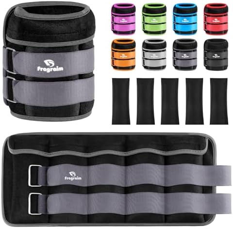 Fragraim Adjustable Ankle Weights 1-3/4/5/6/8/10/12/15/20 LBS Pair with Removable Weight for Jogging, Gymnastics, Aerobics, Physical Therapy