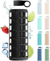 purifyou 40/32/22/12 oz Borosilicate Glass Water Bottles with Volume Markers, Silicone Sleeve, Stainless Steel Lid, Reusable Bottle for Water, Juice, Gym, and Fridge Storage (40oz Jet Black)
