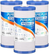 PUREPLUS 5 Micron 10" x 4.5" FXHTC Whole House Sediment and Carbon Water Filter Replacement Cartridge for GE GXWH40L, GXWH35F, GNWH38S, Culligan RFC-BBSA, WRC25HD, RFC-BB, PP10BB-CC, WFHD13001, 3Pack