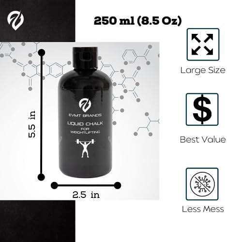 Liquid Chalk, Mess Free Gym Chalk for Weightlifting, Gymnastics, Rock Climbing, Dancing, and Lifting. Sweat Resistant and Long Lasting for Stronger Hand Grip. Package May Vary.