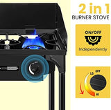 VIVOHOME 150,000 BTU Double Burner Propane Stove, Heavy-Duty Outdoor Portable Camp Stove with Windscreen & Detachable Legs for Camping, Backyard, BBQ Cookouts