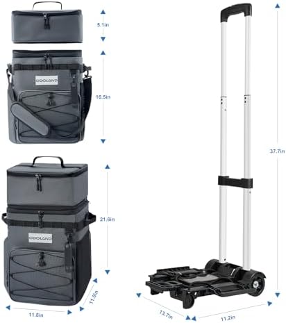 Odoland 48/72 Cans Soft Cooler with Wheels and Handle Collapsible Ice Chest Rolling Coolers on Wheels for Beach Camping Travel and Picnic
