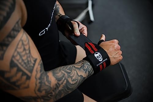 Gymreapers Weightlifting Wrist Wraps (IPF Approved) 18" Professional Quality Wrist Support with Heavy Duty Thumb Loop - Best Wrap for Powerlifting Competition, Strength Training, Bodybuilding