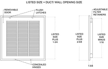 Fits 20x20 Duct Opening | Steel Return Air Filter Grille by Handua [Removable Door] for 1-inch Filters | Vent Cover Grill | White | HVAC Cold Air Intake Grille | Out Dim: 22 5/8"W X 22 5/8"H