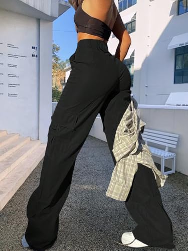 Cargo Pants for Women High Waisted Casual Pants Work Pants Baggy Stretchy Wide Leg Y2K Streetwear with Pockets