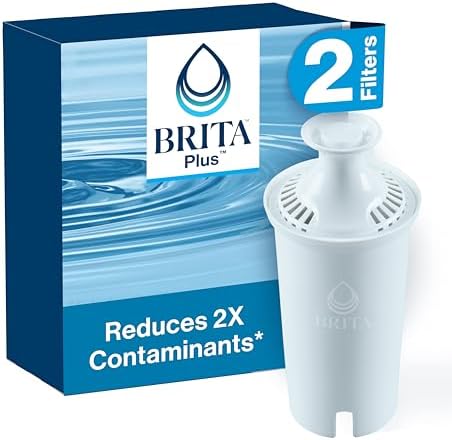 Brita Plus Water Filter, BPA-Free, High-Density Replacement Filter for Pitchers and Dispensers, Reduces 2x Contaminants*, Lasts Two Months or 40 Gallons, Includes 2 Filters