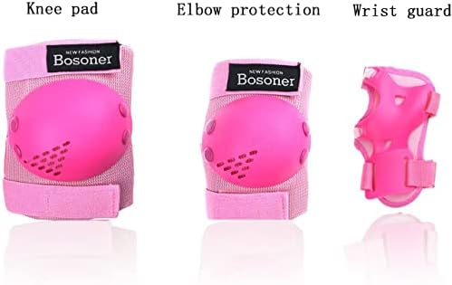 BOSONER Kids/Youth Knee Pads Elbow Pads Wrist Guards Set for 3-15 Years, Child Protective Gear Set for Roller Skates, Cycling, BMX Bike, Skateboard, Inline Skating, Scooter Riding Sports…