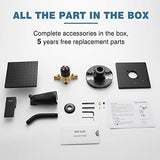 Esnbia Tub Shower Faucet Set (Valve Included) with 6-Inch Rain Shower Head and Tub Spout, Black Shower Head and Handle Set，Single-Handle Tub and Shower Trim Kit, Matte Black