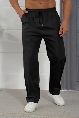 Mens Casual Jogger Pants Relaxed Fit Cargo Pants Drawstring Sweatpants Hiking Outdoor Twill Sport Pants