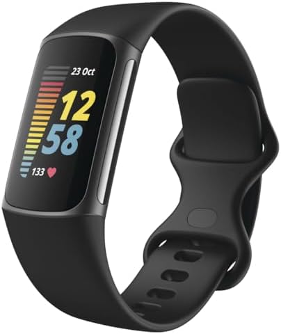 Fitbit Charge 5 Advanced Fitness & Health Tracker with Built-in GPS, Stress Management Tools, Sleep Tracking, 24/7 Heart Rate and More, Black/Graphite, One Size (S &L Bands Included) (Renewed)