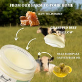 FRANDORA Beef Tallow & Honey Balm – All-Natural Moisturizer Hydrates and Nourishes the Skin, Grass-fed Beef Tallow Honey Balm blend - Ultra-Nourishing Moisturizer for Face, Body & Hands.