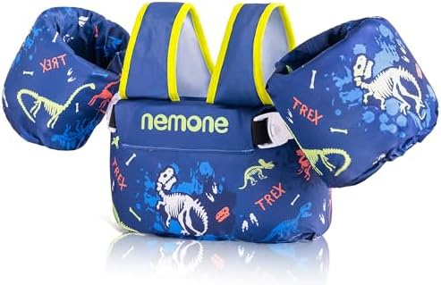NEMONE Toddler Swim Vest for 22-70 lbs Kids Floaties Swim Jacket with Arm Water Wings for Girls Boys 2 3 4 5 6 7 Years Old Sea Beach Pool