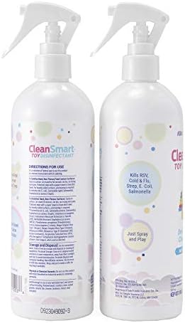 CleanSmart Toy Disinfectant Spray Kills 99.9% of Viruses and Bacteria, Rinse Free, 16 oz Bottle, (Pack of 2)