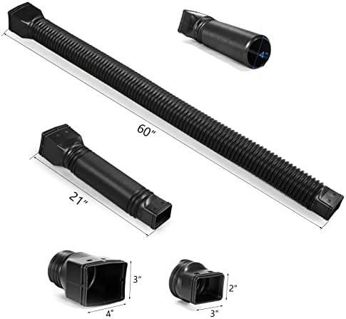 Black 1-Pack Rain Gutter Downspout Extensions Flexible, Drain Downspout Extender,Down Spout Drain Extender, Gutter Connector Rainwater Drainage,Extendable from 21 to 68 Inches